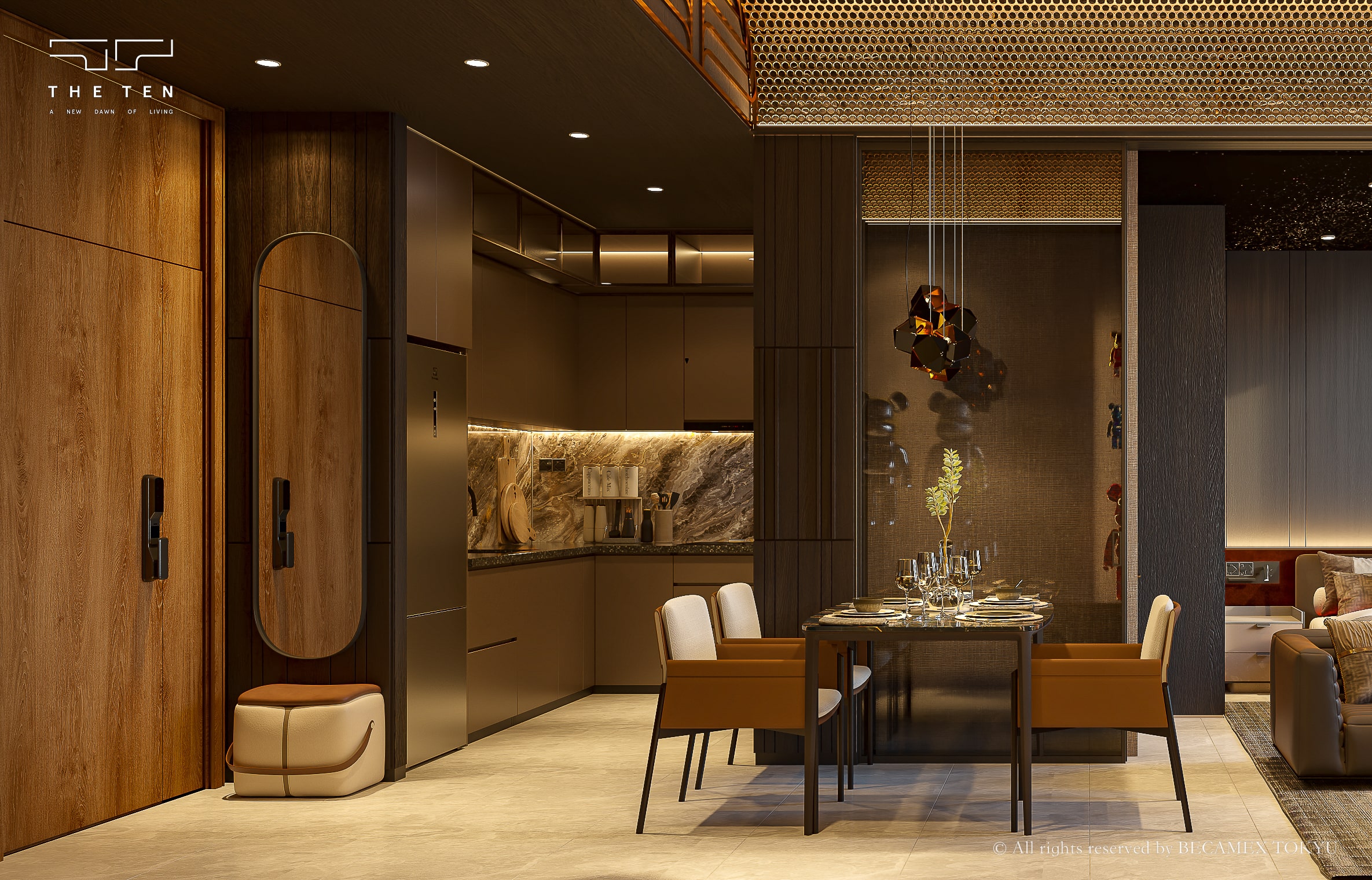 Căn hộ studio The TEN không gian bếp