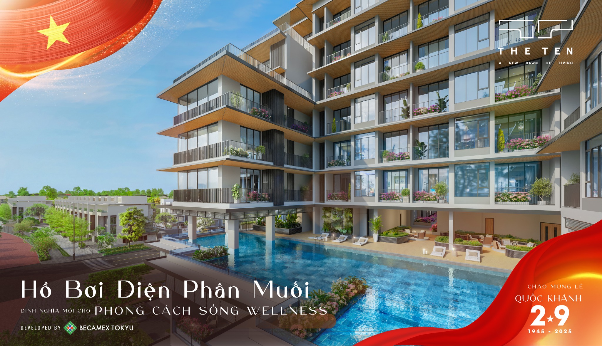 Saltwater electrolysis pool - a new definition of wellness living at The TEN 1 Hồ bơi điện phân muối tại The TEN