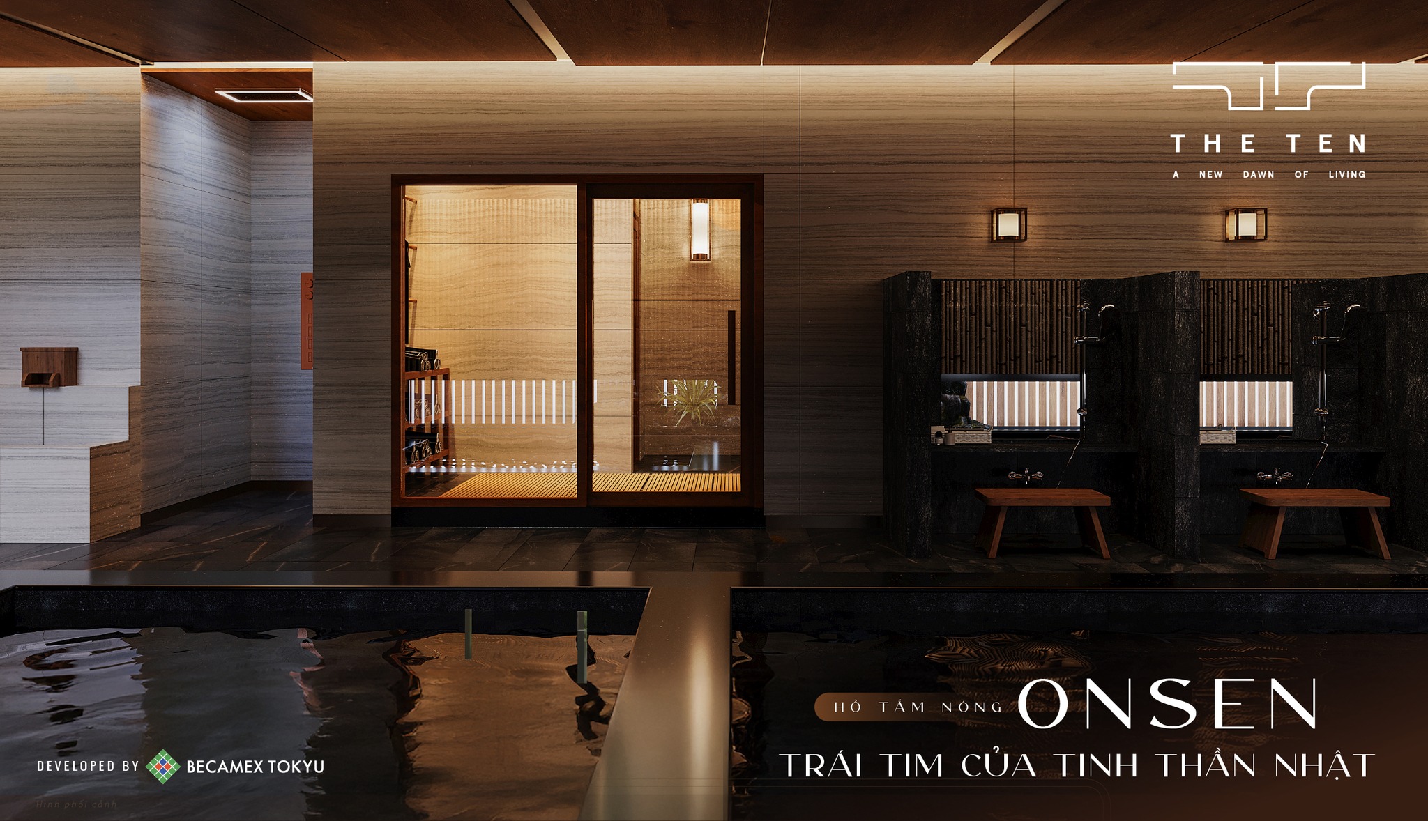 Hồ tắm nóng onsen - trái tim của tinh thần Nhật tại The TEN